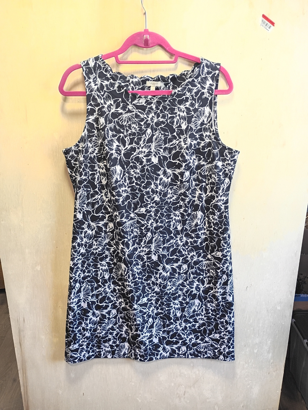 Talbots Navy and White Floral Sleeveless Shift Dress